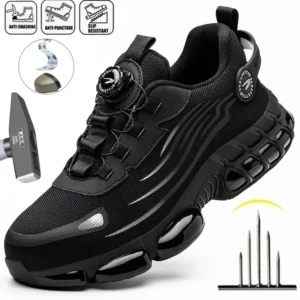 Small Size Men and Women Rotary Buckle Work Safety Shoes Men Air Soft Sole Lightweight Sneakers Protective Work Shoes